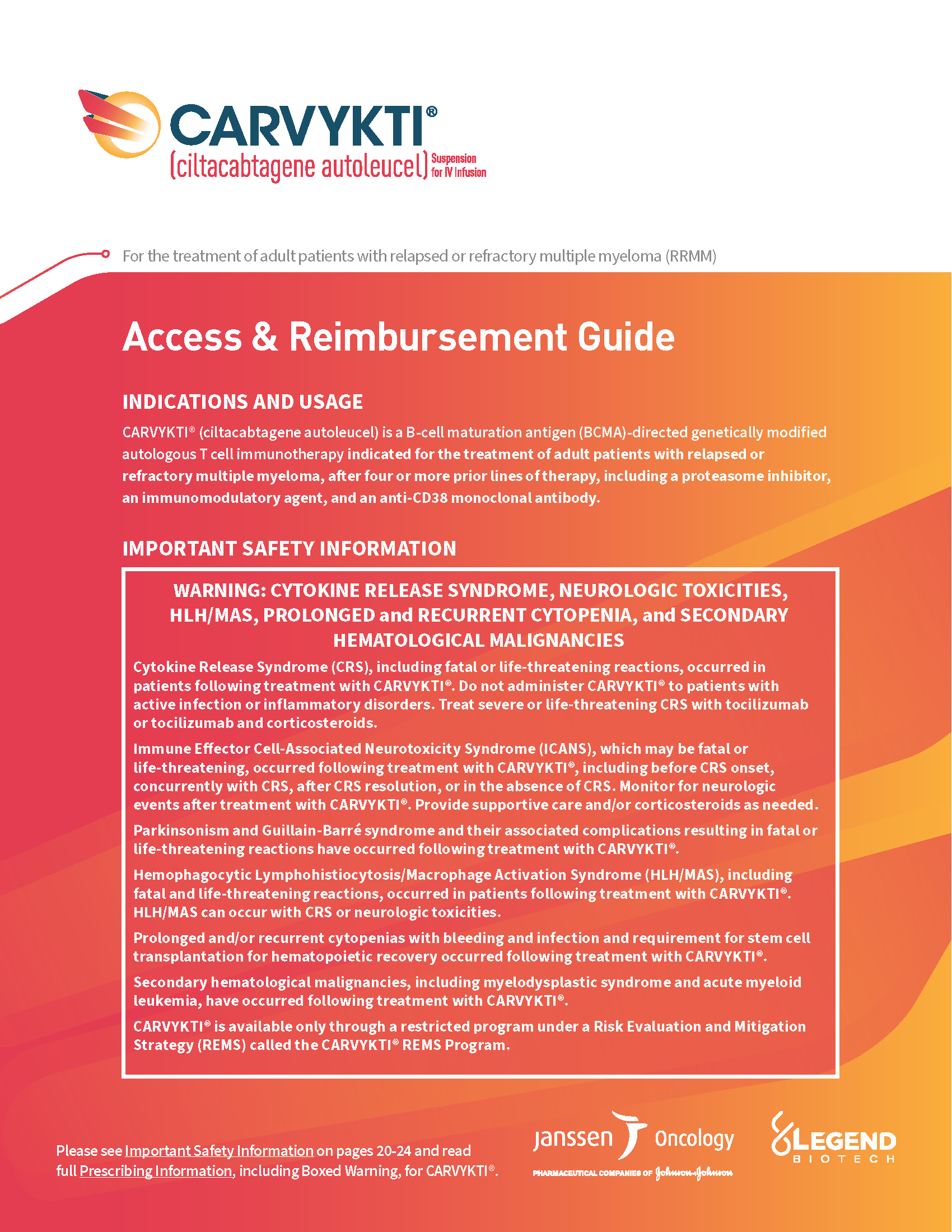 CARVYKTI® (ciltacabtagene autoleucel) access and reimbursement guide